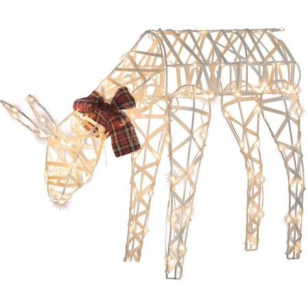 Celebrations Sienna LED White 24 in 3D Wire Deer with Red Plaid Bow Yard Decor R6404129